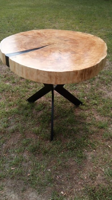 Stół stolik industrialny oryginalny metal drewno z żywicą Nowa Cena