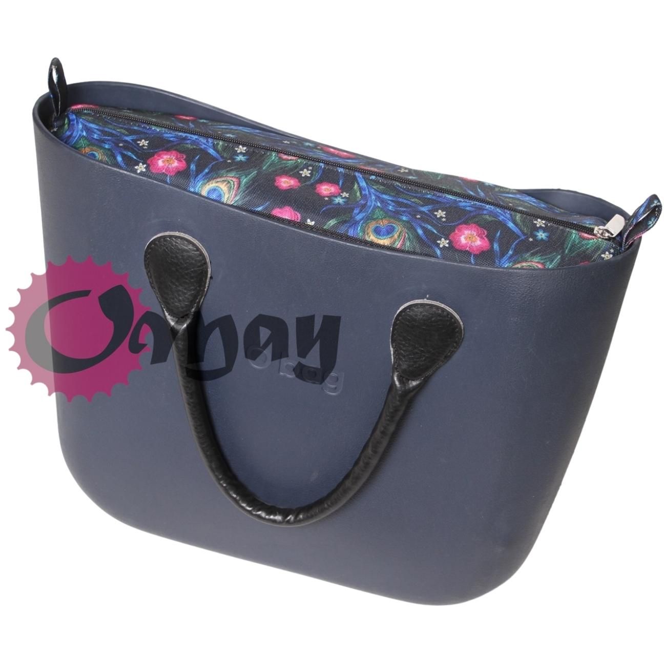 Cudny organizer OBAG MINI elegancki welur pawie 2 kieszenie wkład OMAY