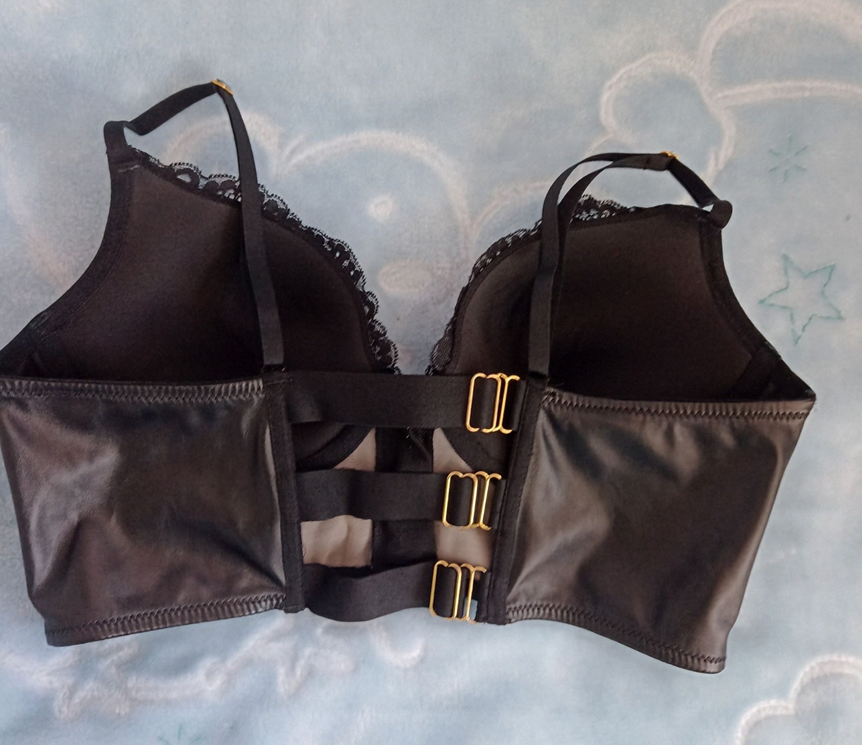 Hunkemoller private collection biustonosz 80C czarny skóra zamki