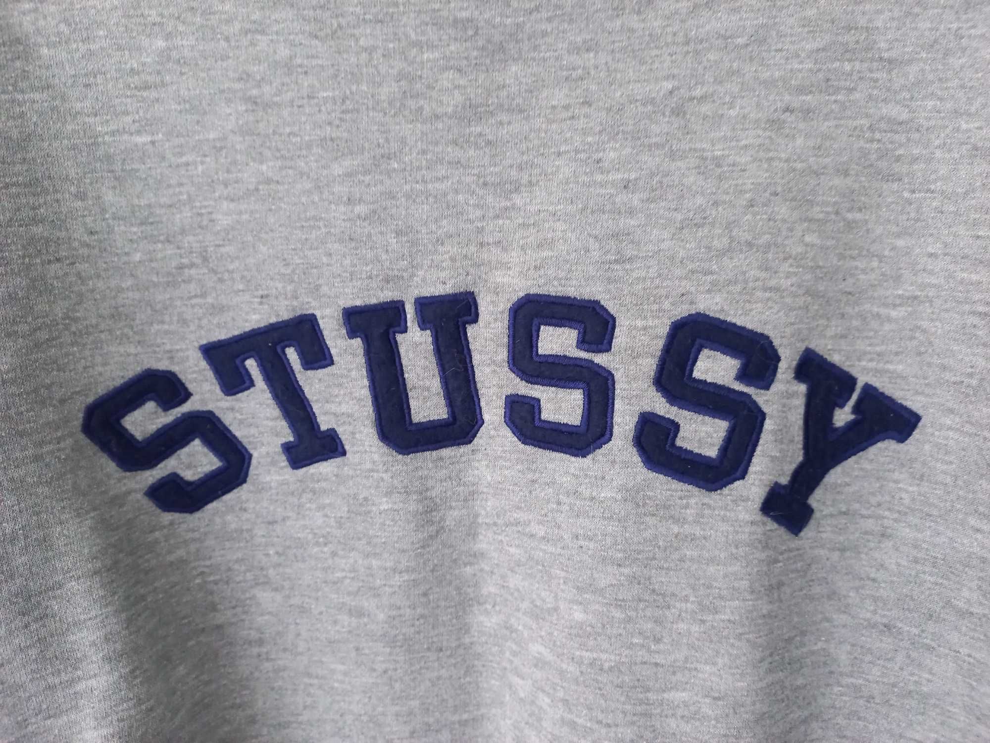 Stussy grey hoodie crewneck streetwear y2k vintage drill drip