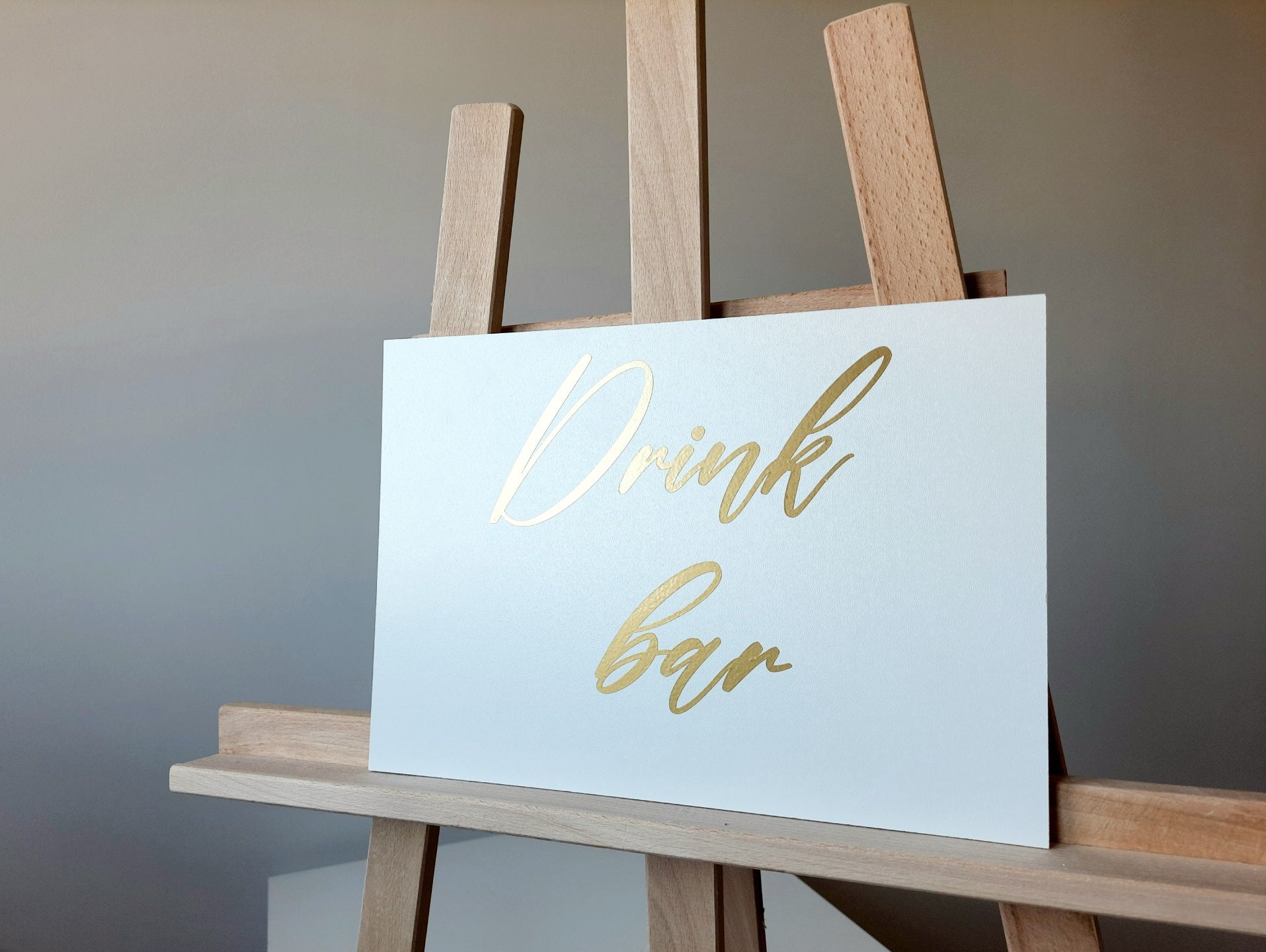 Drink bar tabliczka ślubna złoty napis