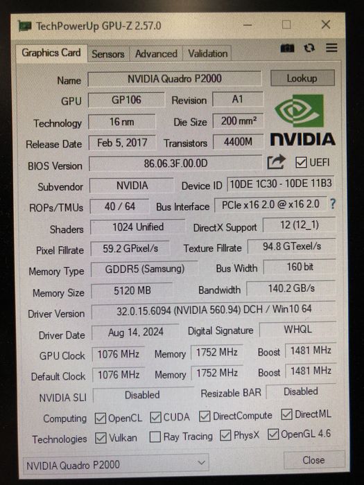 Відеокарта на 4 монітора Nvidia Quadro P2000 5Gb GDDR5