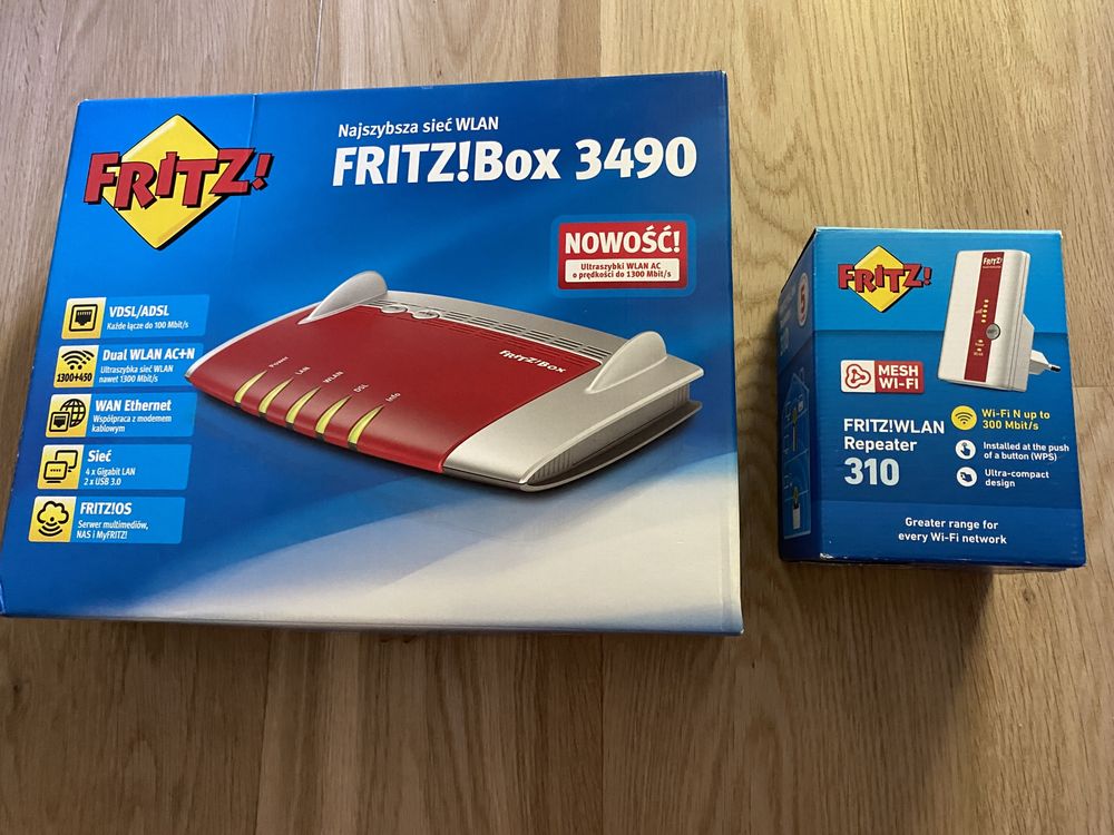 Fritzbox 3490 i Repeater 310 router wifi