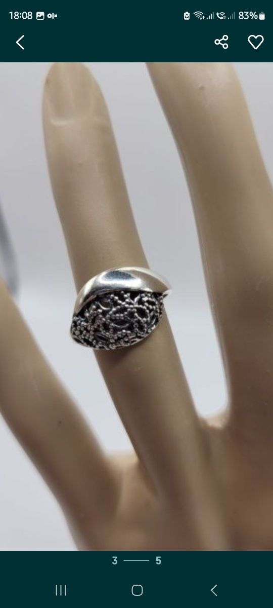 Srebrny pierścionek pr 925 ażurowy nowe urowy