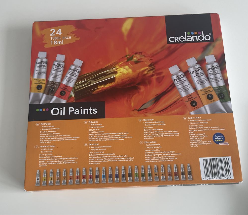 Farby olejne 24 sztuk po 18 ml Crelando