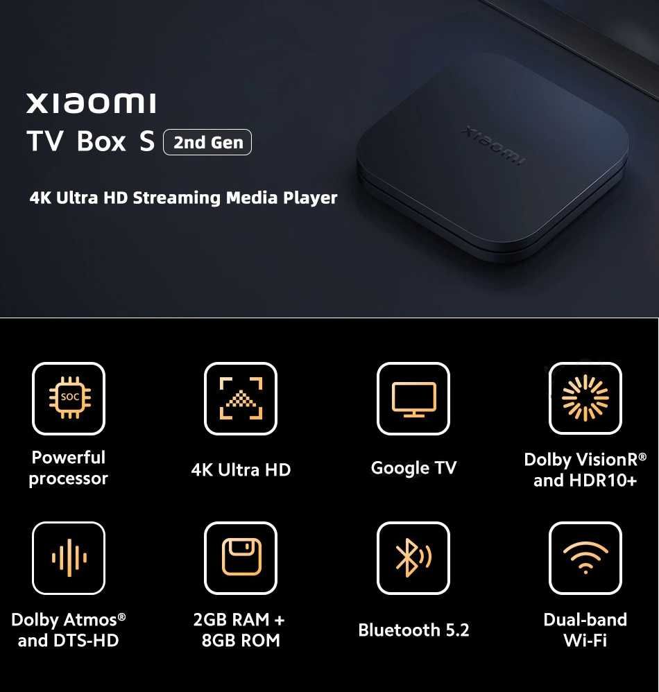 НОВИНКА! Xiaomi TV Box S 4K 2nd Gen 2023 SmartTV Mi (MDZ-28-AA)