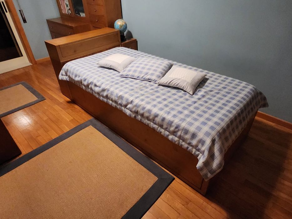 Cama Solteiro Madeira Carvalho