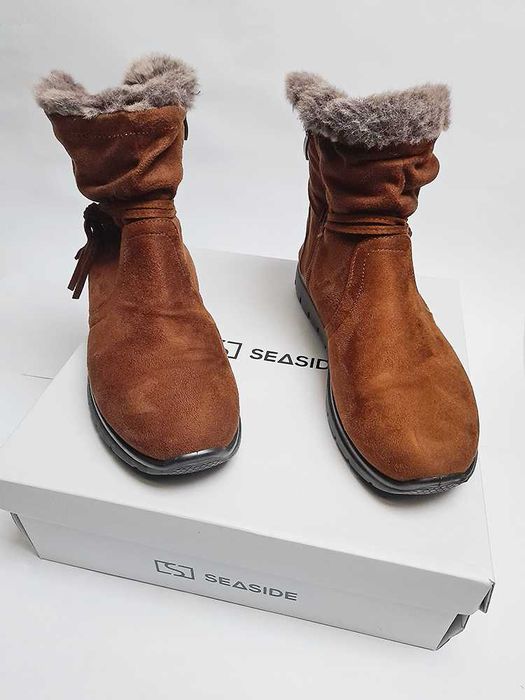 Botas Pele Castanho Botins Pêlo Senhora 40 Seaside