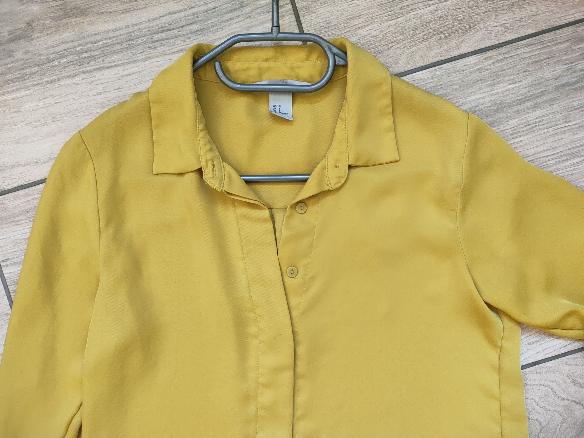 Musztardowa damska koszula 34 h&m