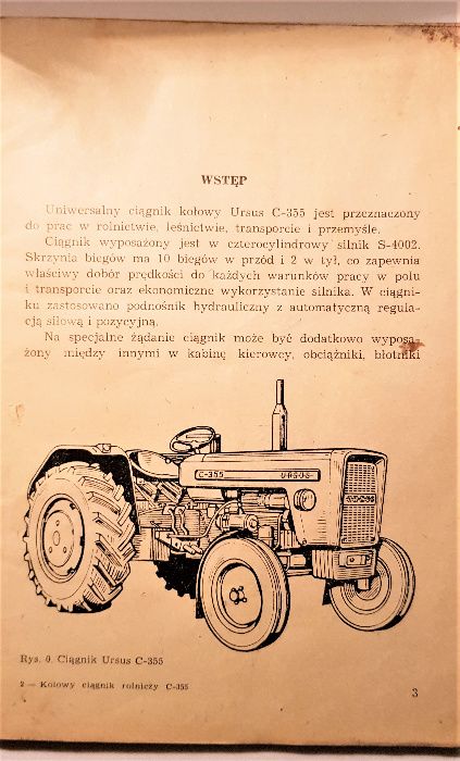 Ursus C-355 instrukcja obsługi ciagnika, rok wydania 1973 - unikat