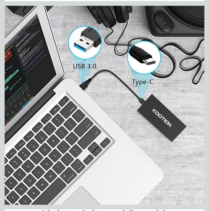 KOOTION Zewnętrzny przenośny dysk SSD 250 GB USB 3.1 typu C