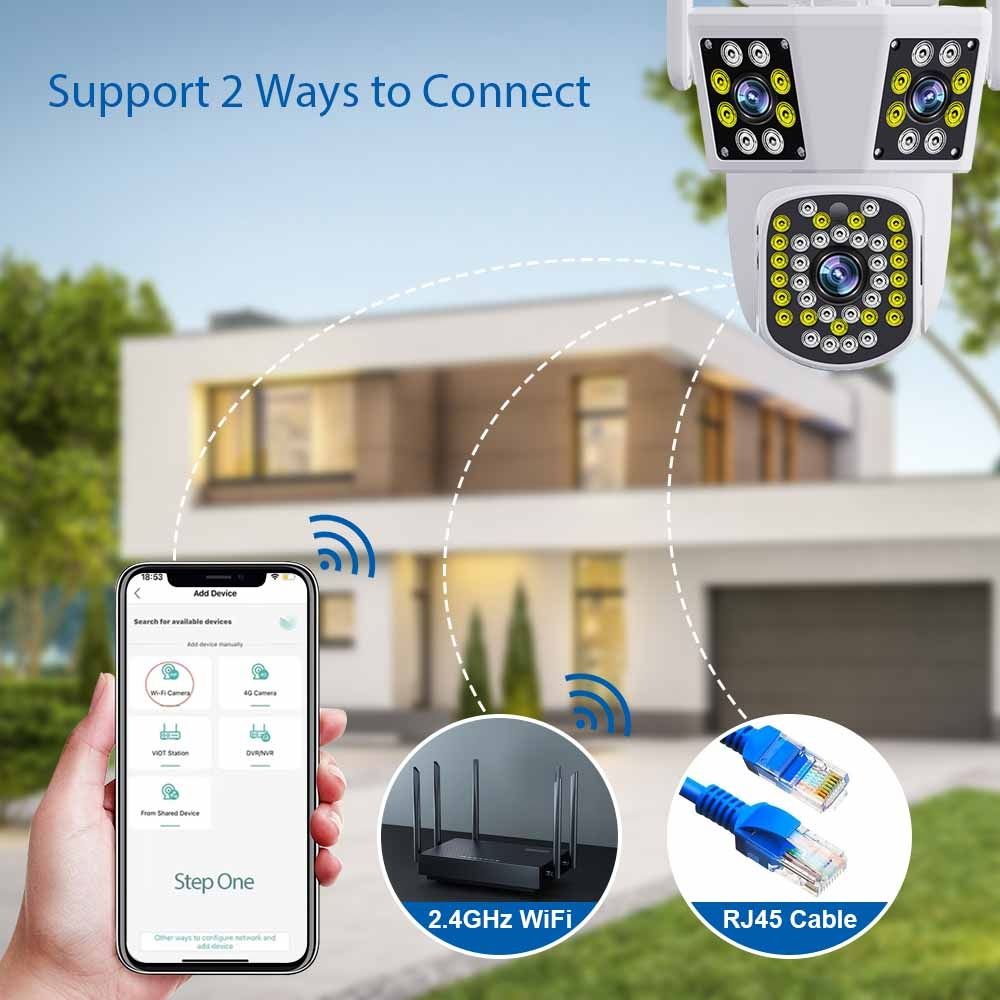 Kamera zewnętrzna 12MP WiFi 8X Zoom
Trzy obiektywy Al Śledzenie ruc