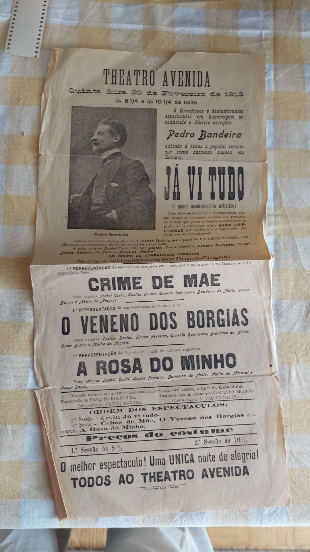 Teatro avenida 1913 raro folheto teatro de revista