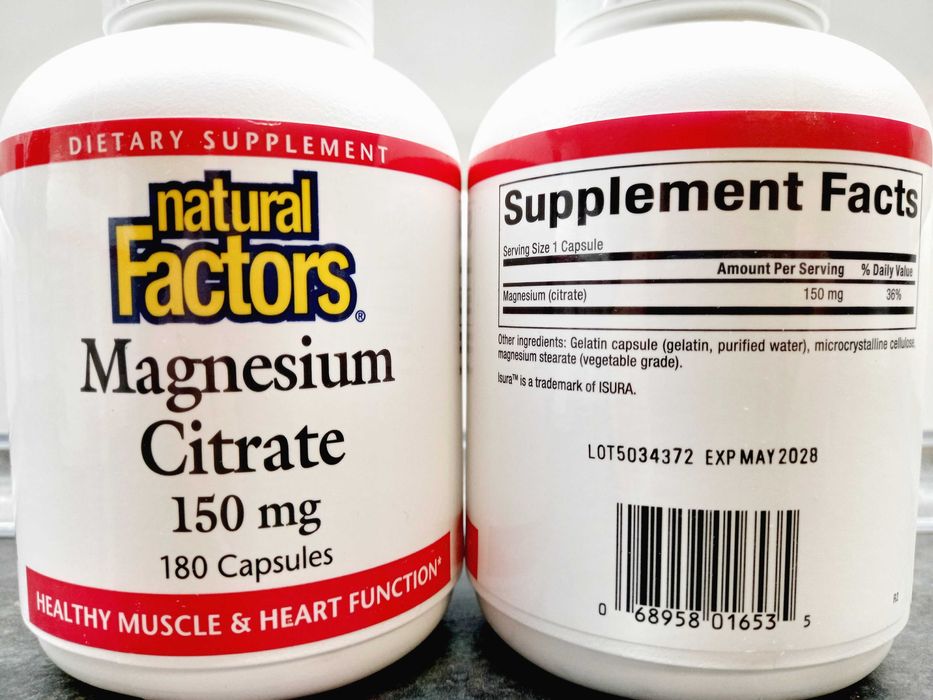 Natural Factors, Magnesium Citrate 150 мг (180 капс.), магний цитрат