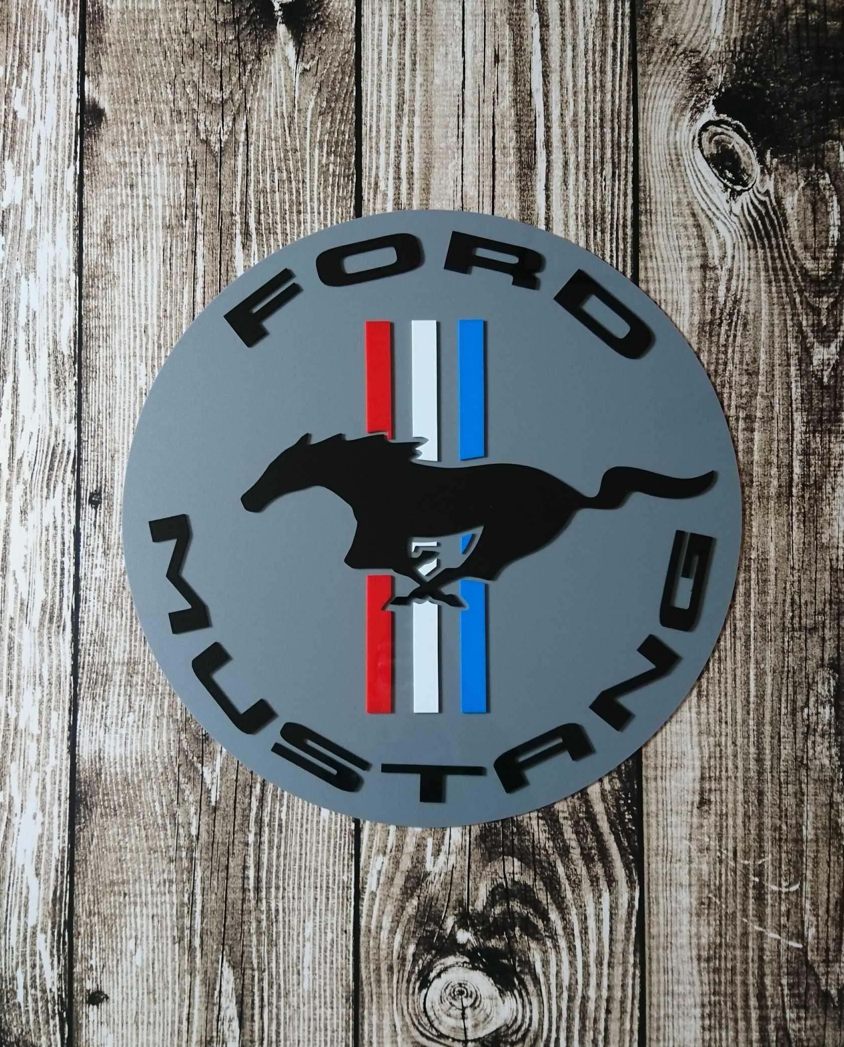 Logo emblemat Ford Mustang dekoracja na ścianę 3D szyld prezent