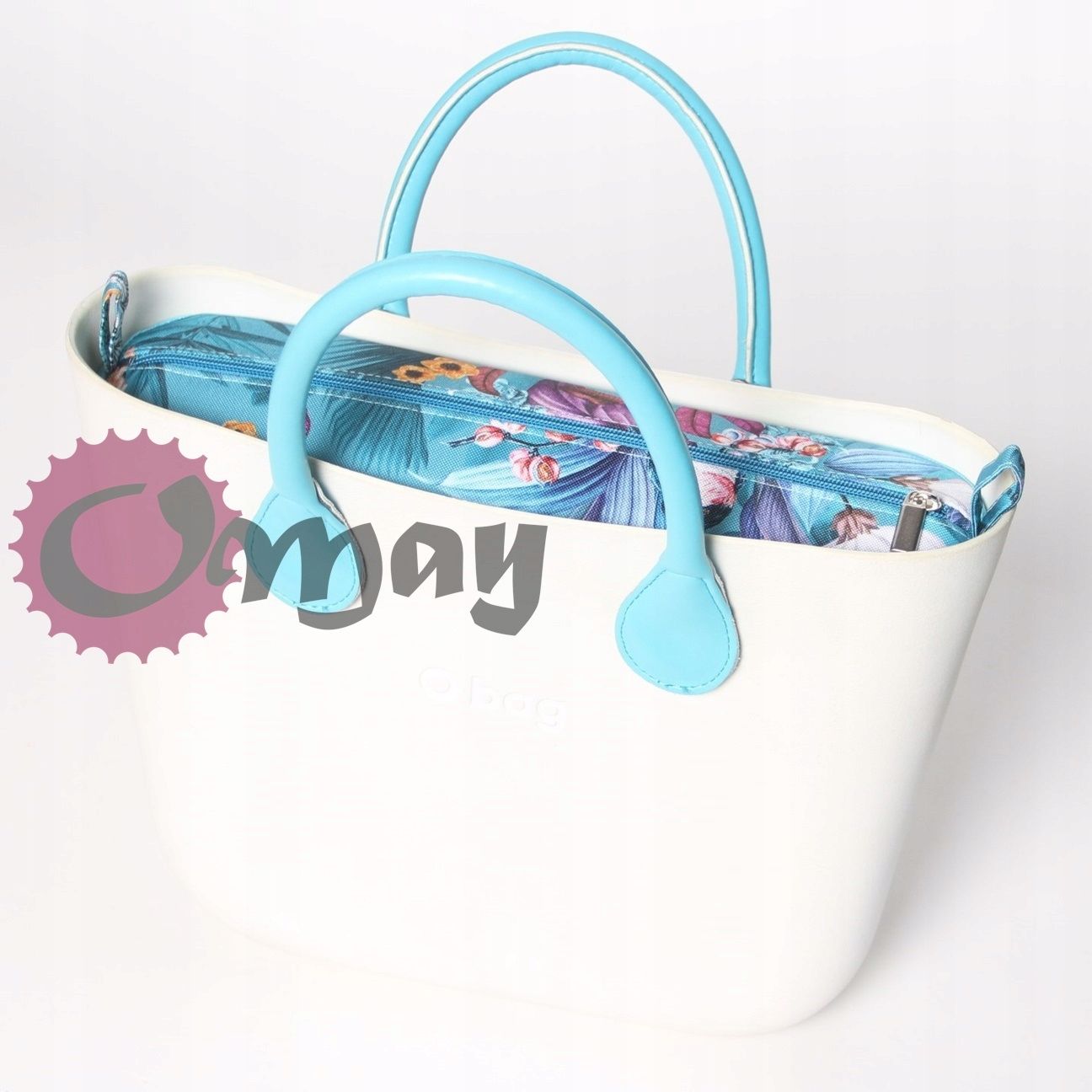 organizer OBAG MINI kwiaty dżungla papugi turkus OMAY