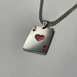 Naszyjnik Karta do gry As Kier Czerwień Poker Blackjack Srebrny Chain