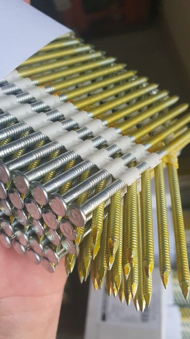 Gwoździe łączone plastikiem hikoki ocynk ring 9cm,6cm,5cm 21 stopni.