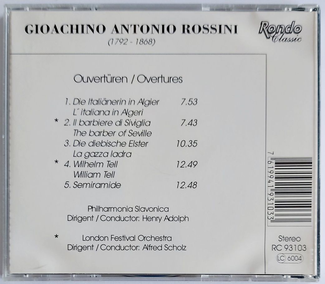 Gioachino Antonio Rossini Overtures 1994r