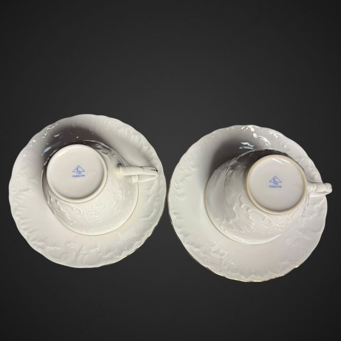 2x Filiżanka ze spodkiem ćmielów rococo złota linia B5/020202