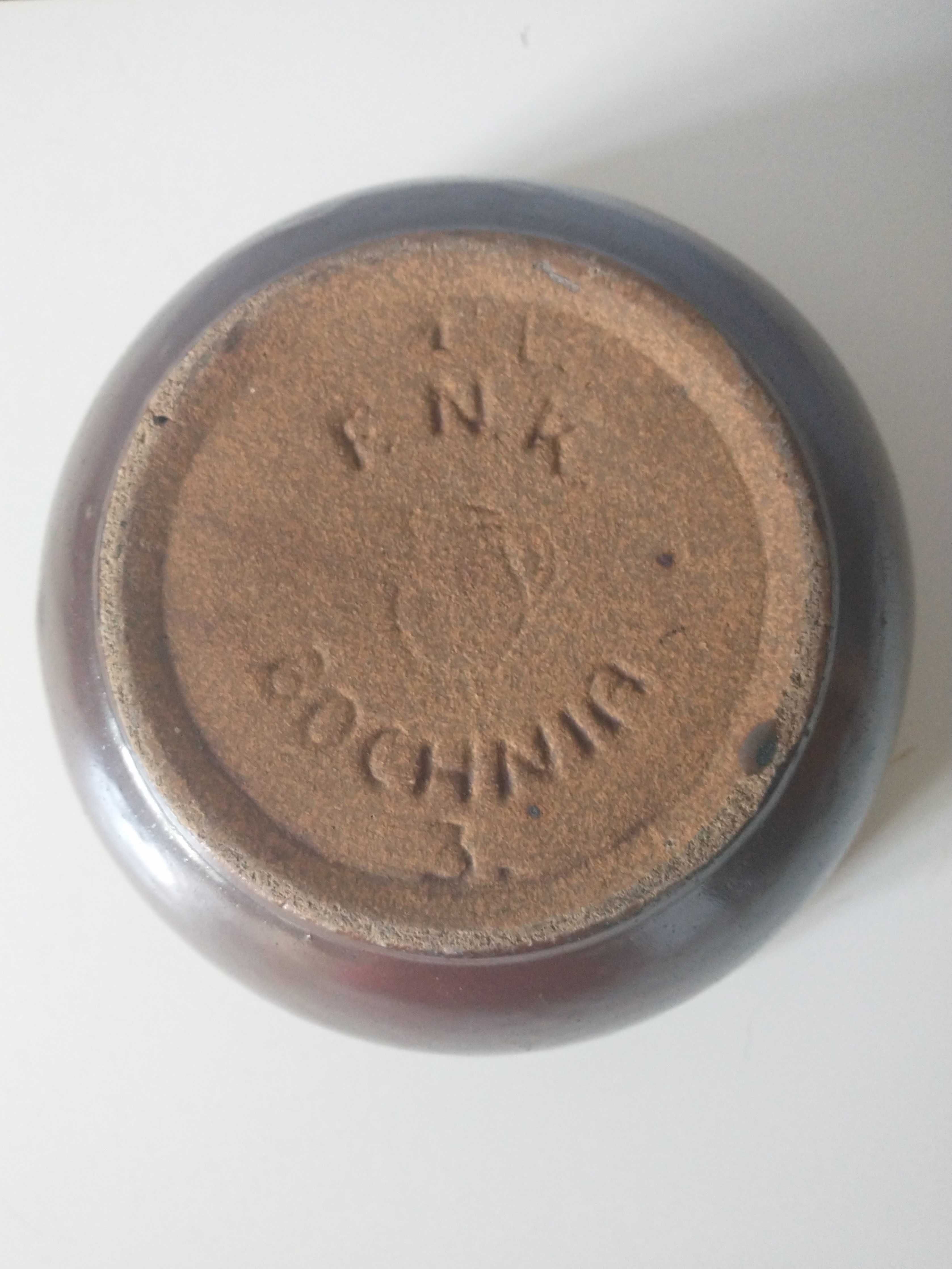 brązowa makutra ceramiczna z lat 70, produkcja FNK Bochnia (PRL)