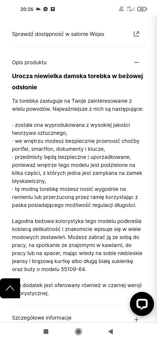 Torebka beżowa Wojas jak nowa WJS