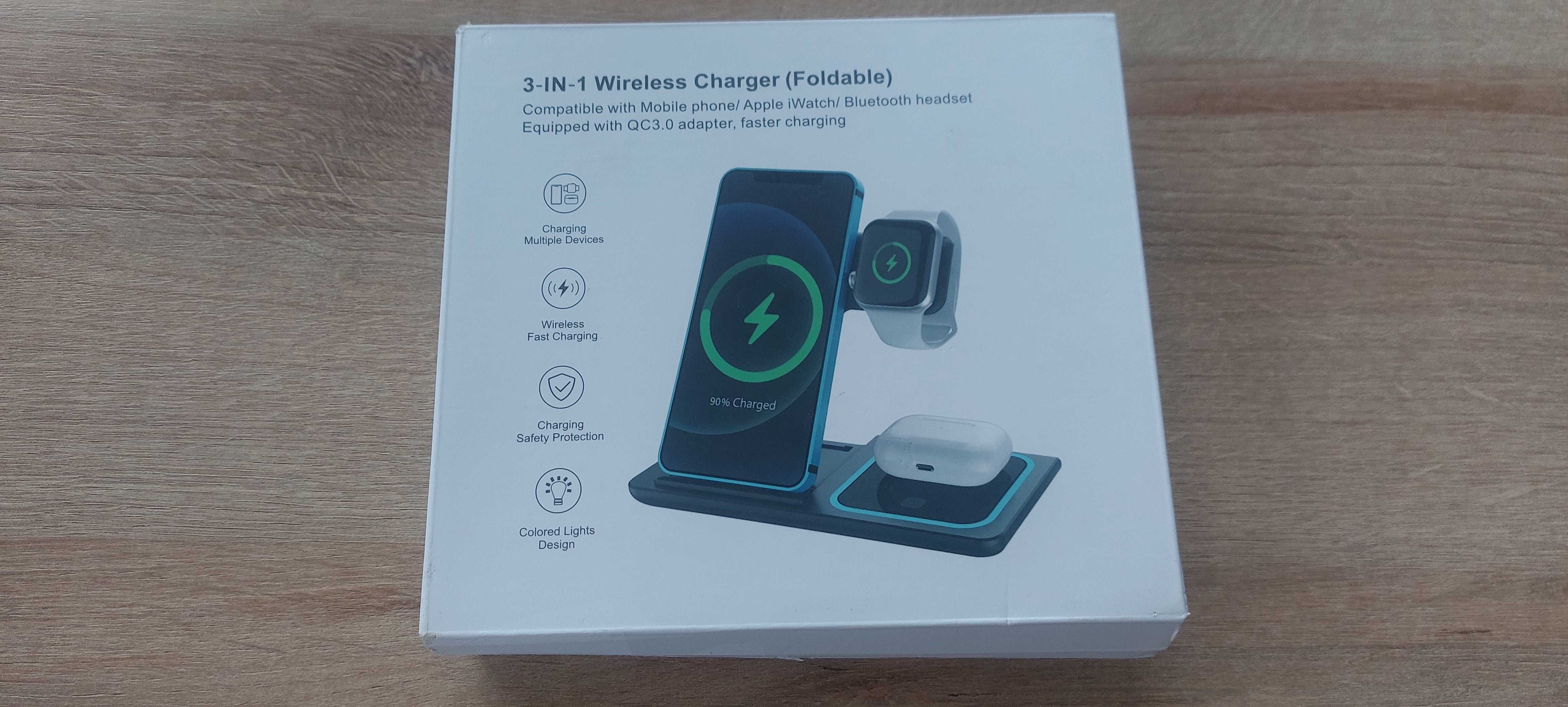Bezprzewodowa Stacja Ładowania 3w1 do iPhone Apple Watch Airpod Różowa