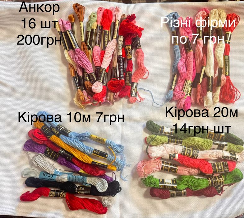 Нитки муліне дмс , кірова, анкор, канва,викрійка сорочки