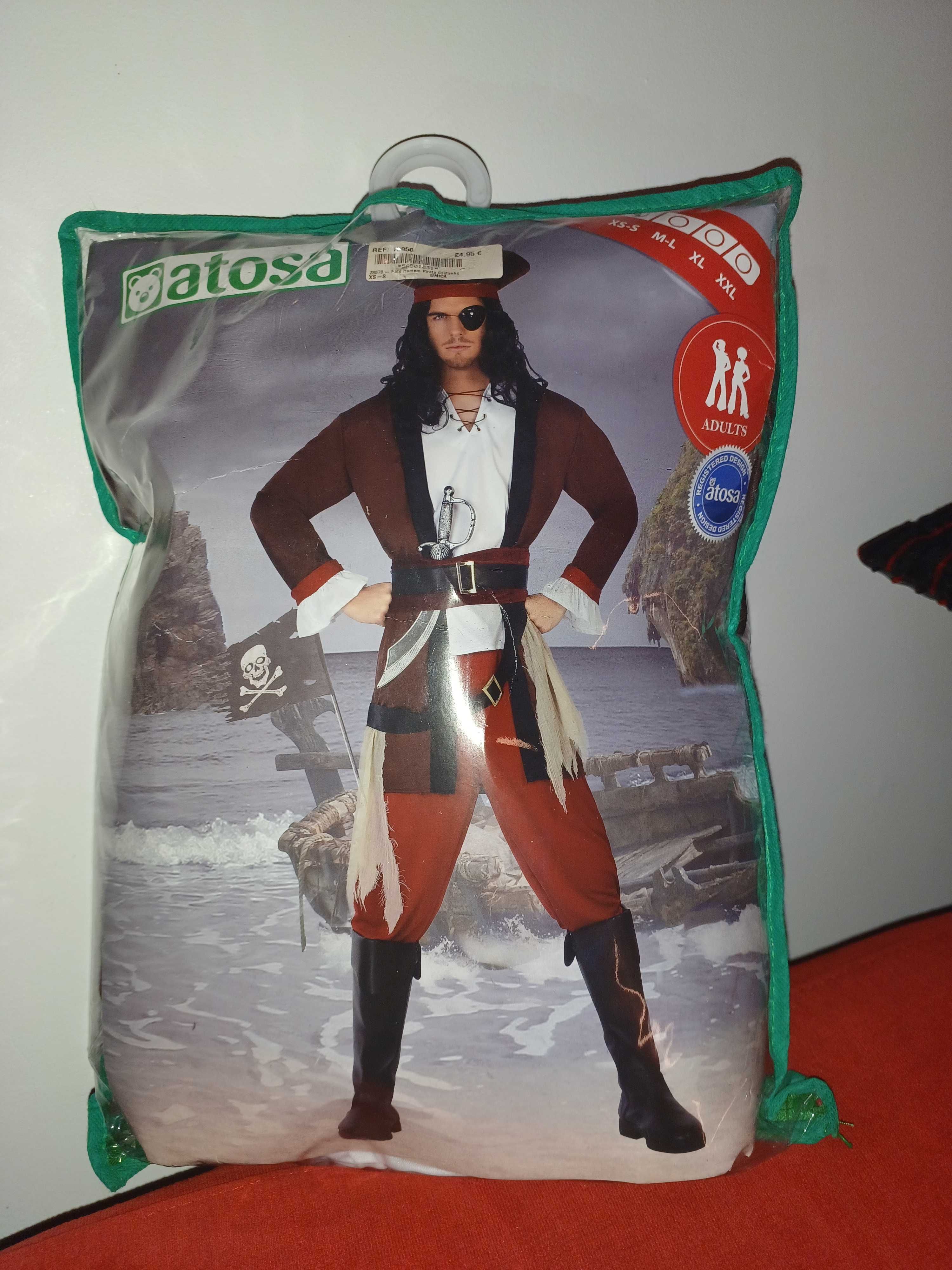 Disfarce / Fato Homem Pirata XS-S Carnaval / Halloween