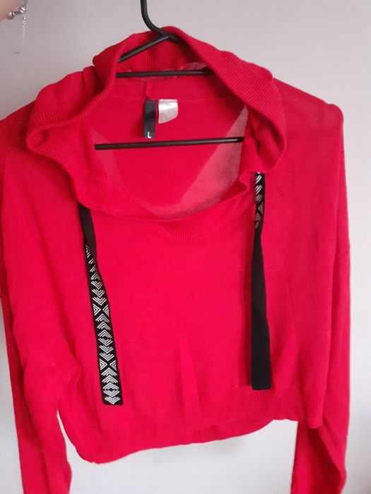 Czerwona sweterkowa bluza H&M