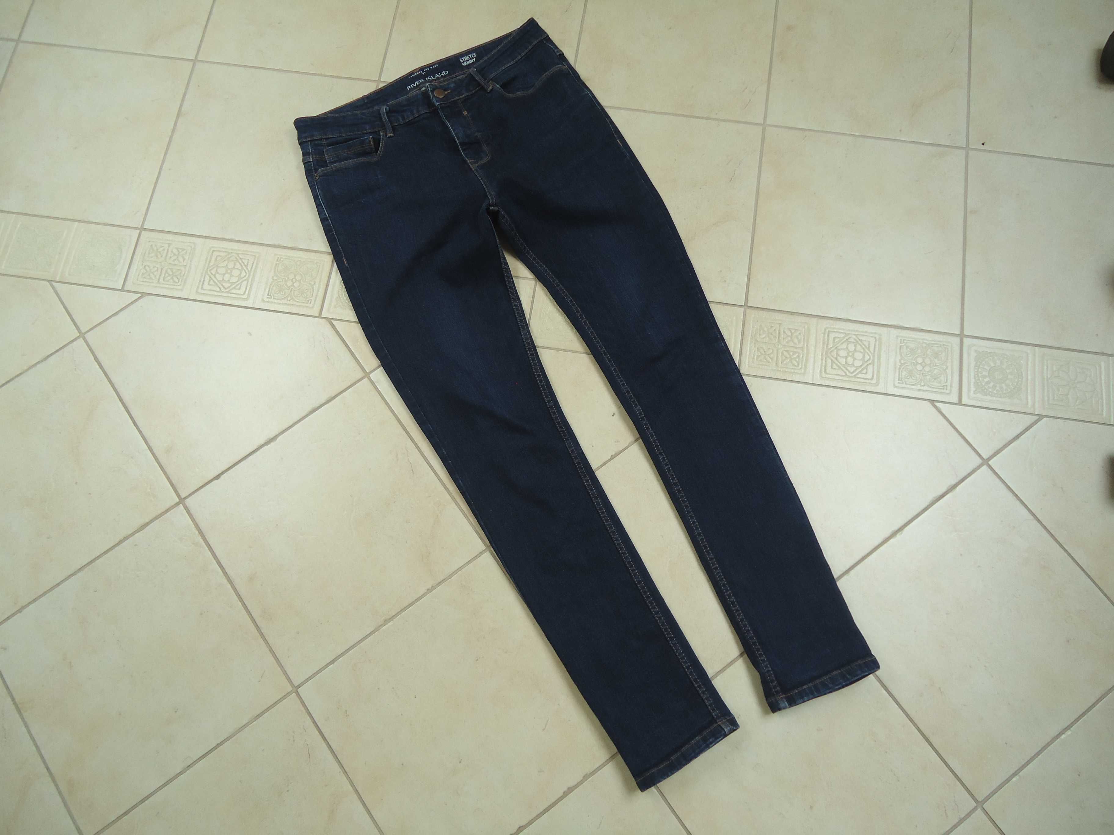 Męskie spodnie jeansy River Island skinny slim granatowe 34 34