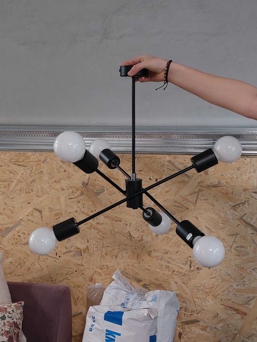 6-punktowy czarny żyrandol / Leroy