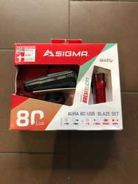 Zestaw Lampek Przód i Tył SIGMA AURA 80 USB Blaze Set Światełka!