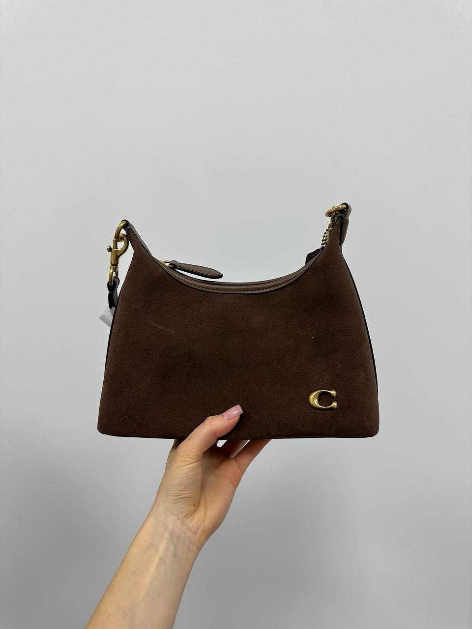 Жіноча сумка Coach Juliet Shoulder Bag Brown Suede / сумочка Коуч