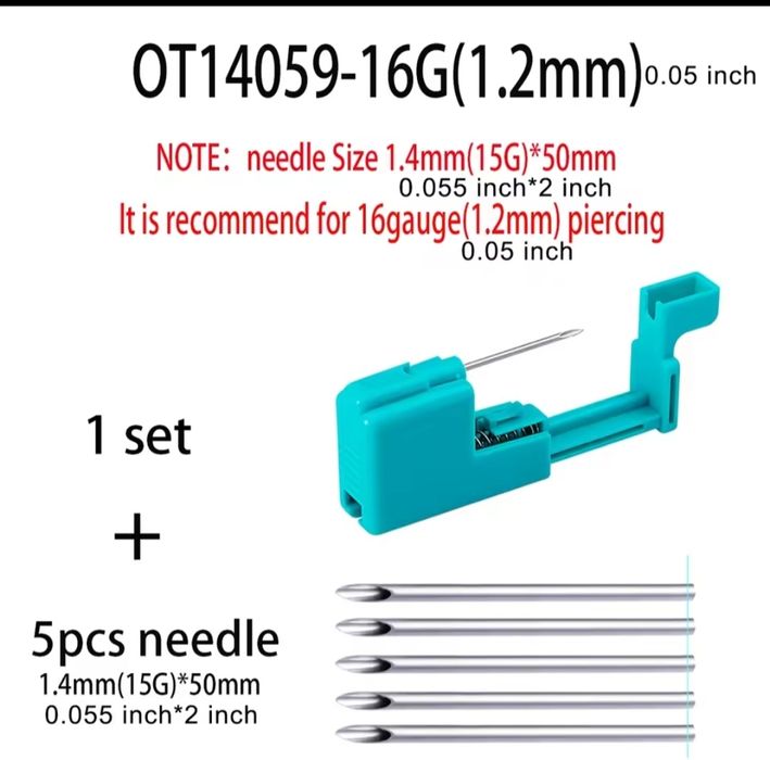 Набір для пірсингу, пістолет для пірсингу, голки для пірсингу