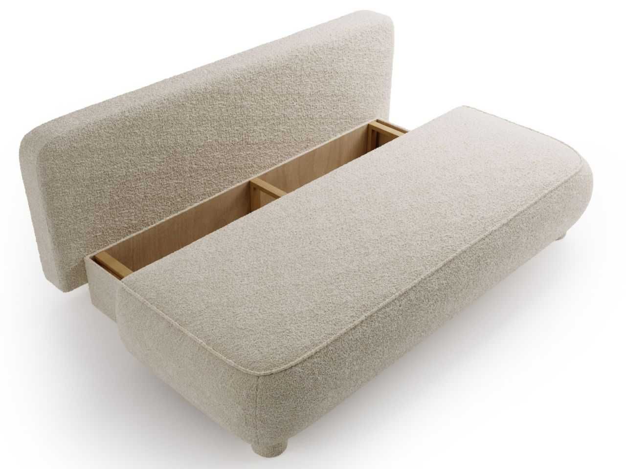Sofa z funkcją spania i pojemnikiem Bali tkanina boucle