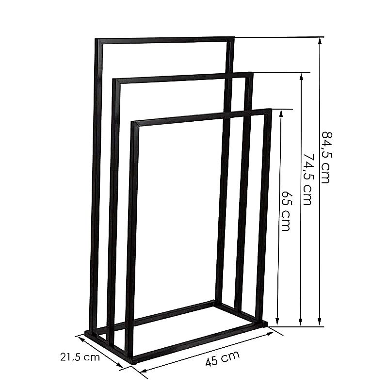 WIESZAK ŁAZIENKOWY 3 poziomowy stojak na ręczniki czarny