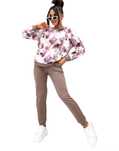Komplet bawełniany dres cappuccino bluza kwiaty full print S 36 MOON