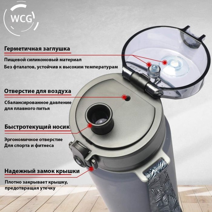 Бутылка для воды WCG Grey 1 л