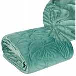 Narzuta welurowa 220x240 na łóżko Eurofirany velvet Salvia1 zielona