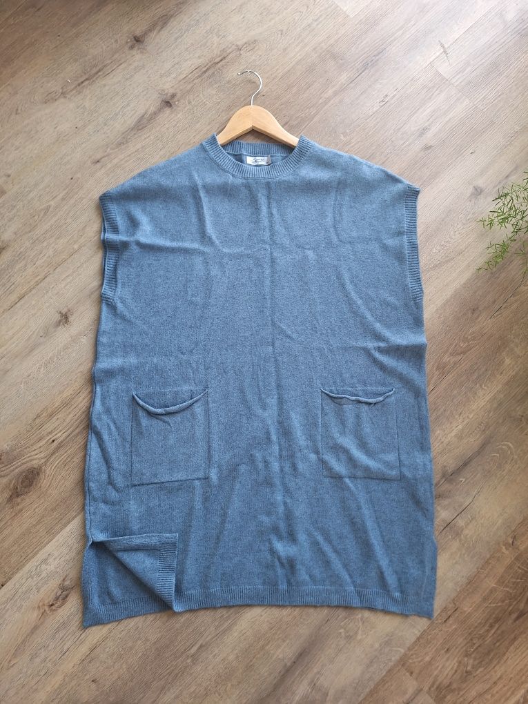 Kamizelka bezrękawnik sweter M/XL błękit