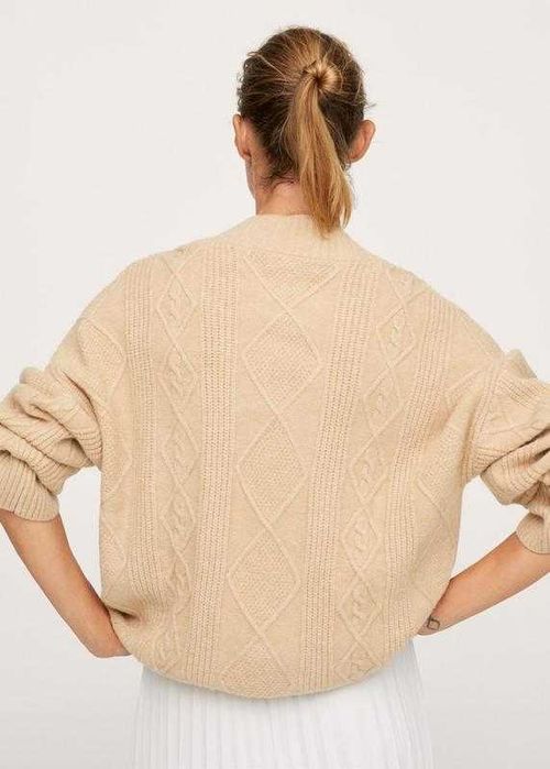 Подовжений светр оверсайс ажурною в'язки mango