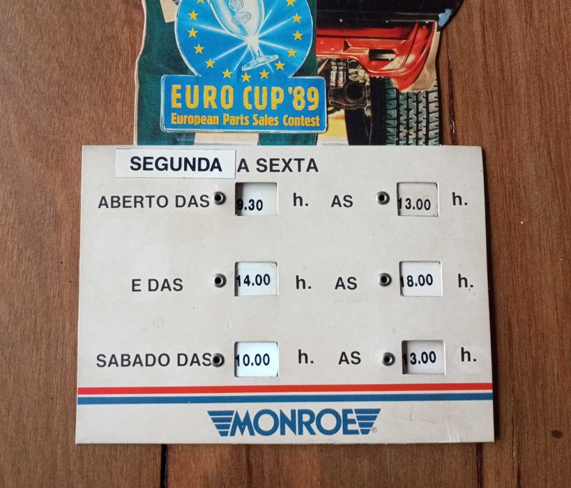 Publicidade amortecedores Monroe com horário de funcionamento anos 80