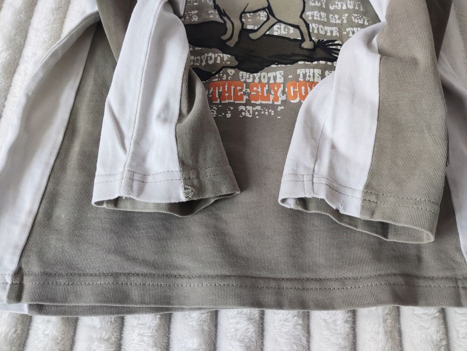 104 H&M Bluzka Bluza khaki biała długi rękaw Bluzeczka chłopięca Koszu