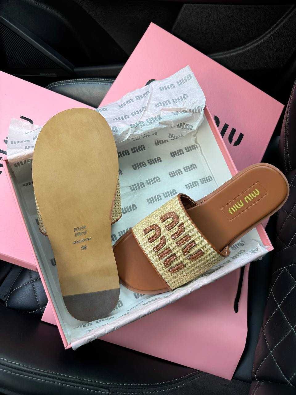 Женские Летние тапки Миу Миу Miu Miu