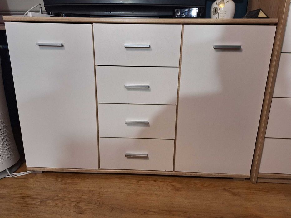 Komoda z szufladami dąb sonoma biel