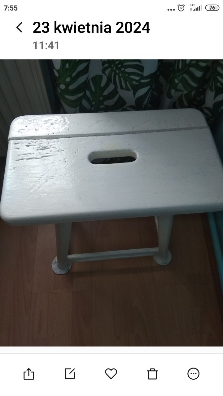 Taboret drewniano metalowy