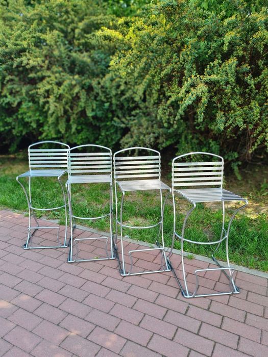 Hokery, stołki barowe, chromowane,Bauhaus,lata 80/90,mid-century