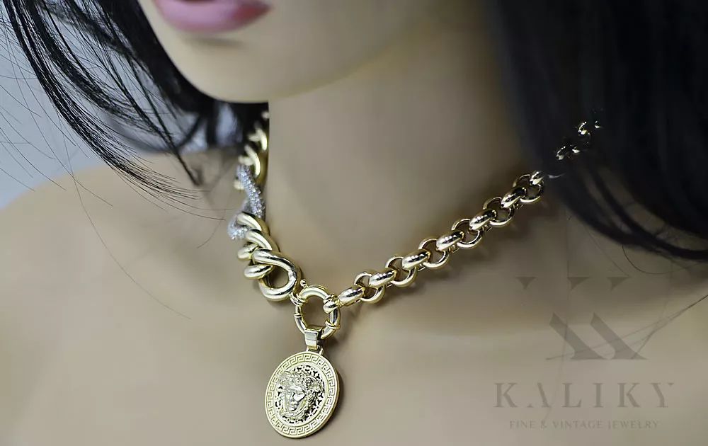 Złoty łańcuszek 14k 40-50cm zawieszka meduza cb025y&cfb010y&cpn053y Wr