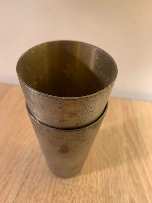 zestaw 2 cynowych podróżnych wojskowych kubków, Szwajcaria Bern XIX w